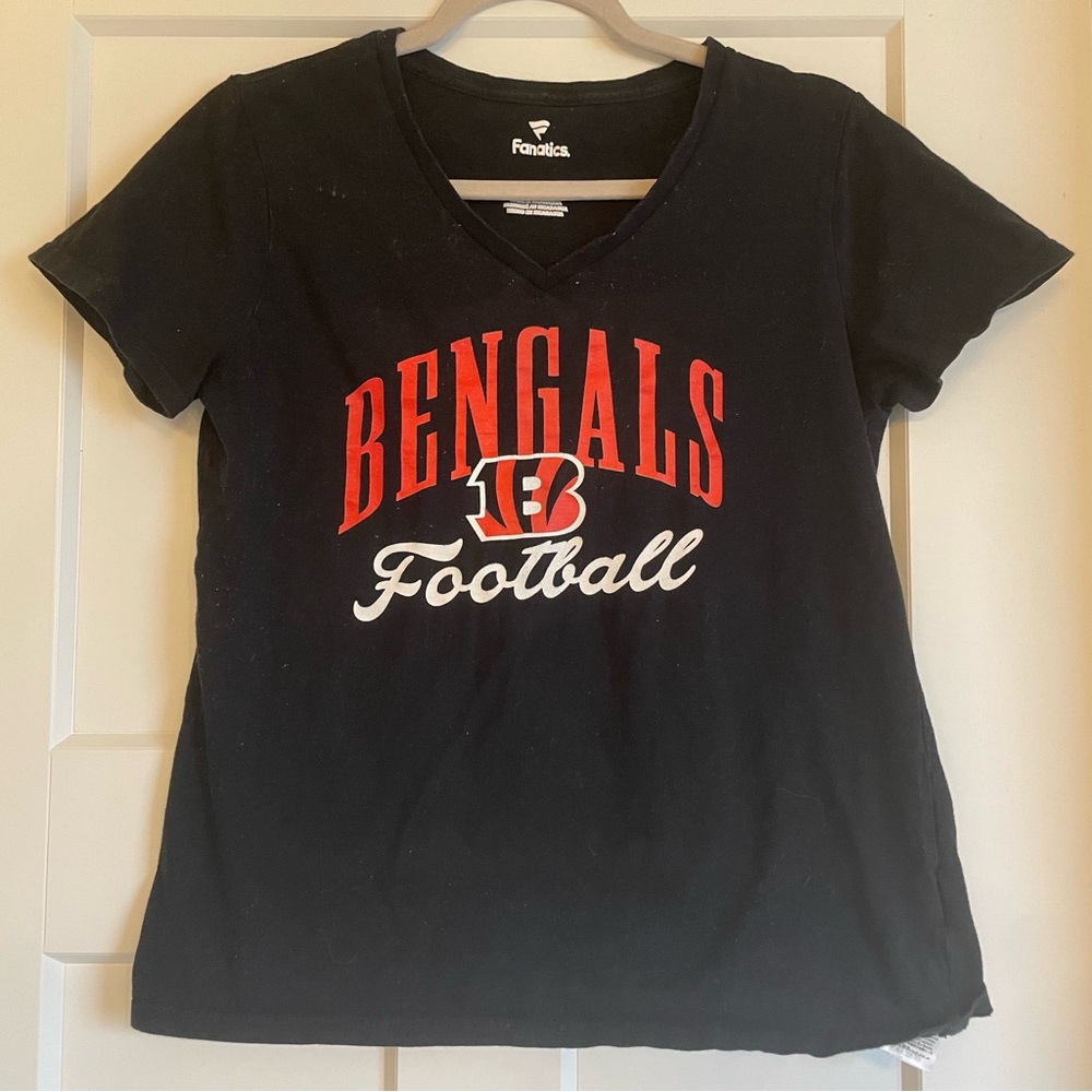 Fanatics Black & Orange Bengals NFL Football V-Neck Tee